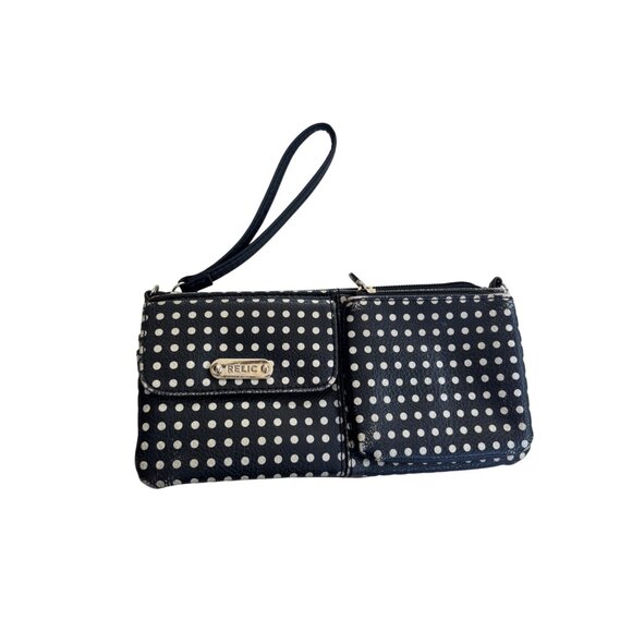 Relic Black & White Polka Dot Wristlet Clutch - Picture 1 of 7